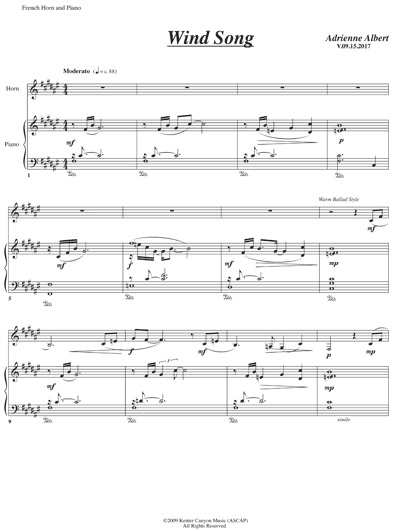 Wind Song Example Score Image