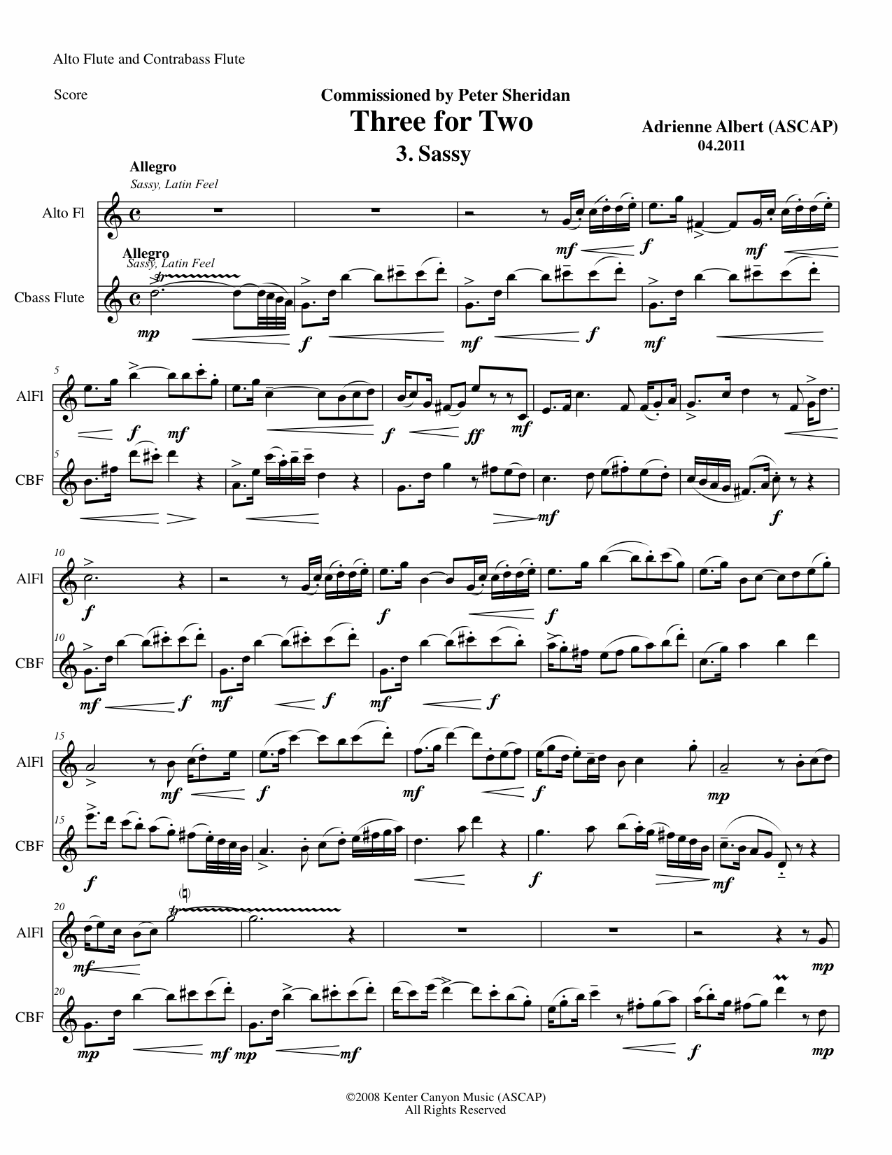 Sassy (short) Example Score Image